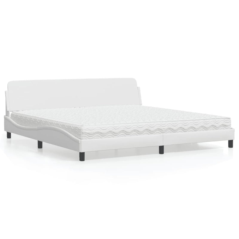Bed met matras kunstleer wit 200x200 cm