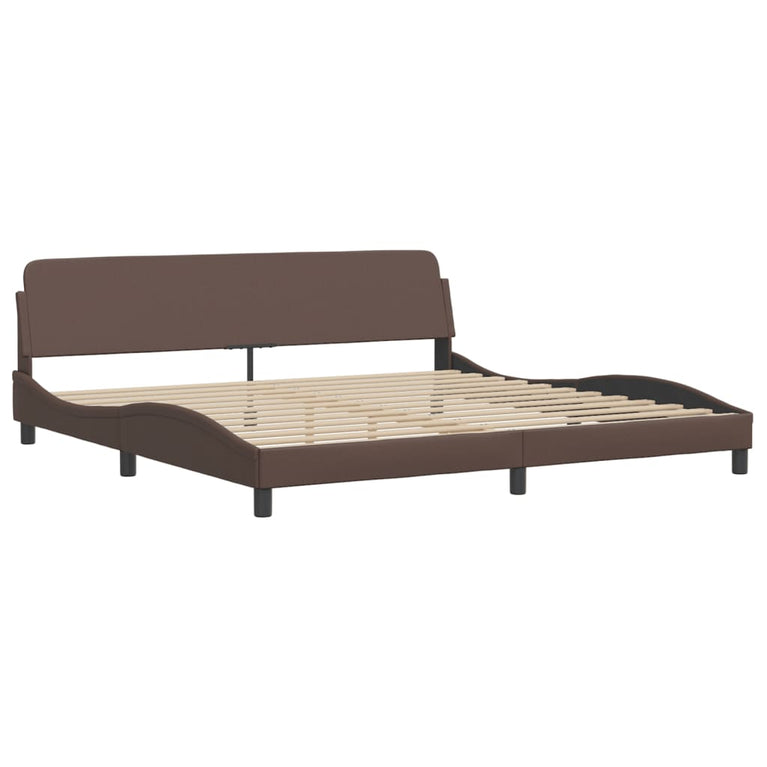 Bed met matras kunstleer bruin 200x200 cm