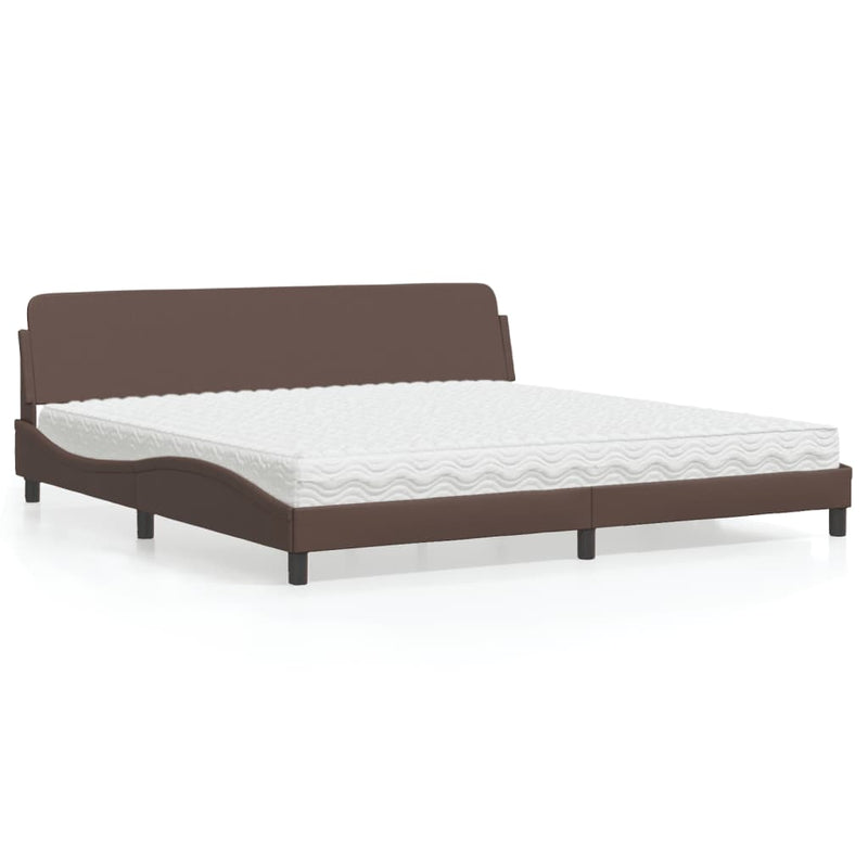 Bed met matras kunstleer bruin 200x200 cm