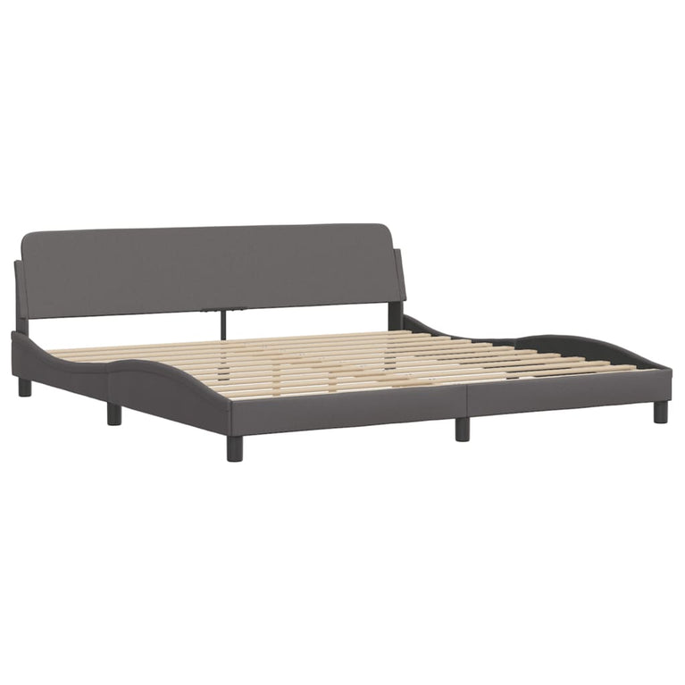 Bed met matras kunstleer grijs 200x200 cm