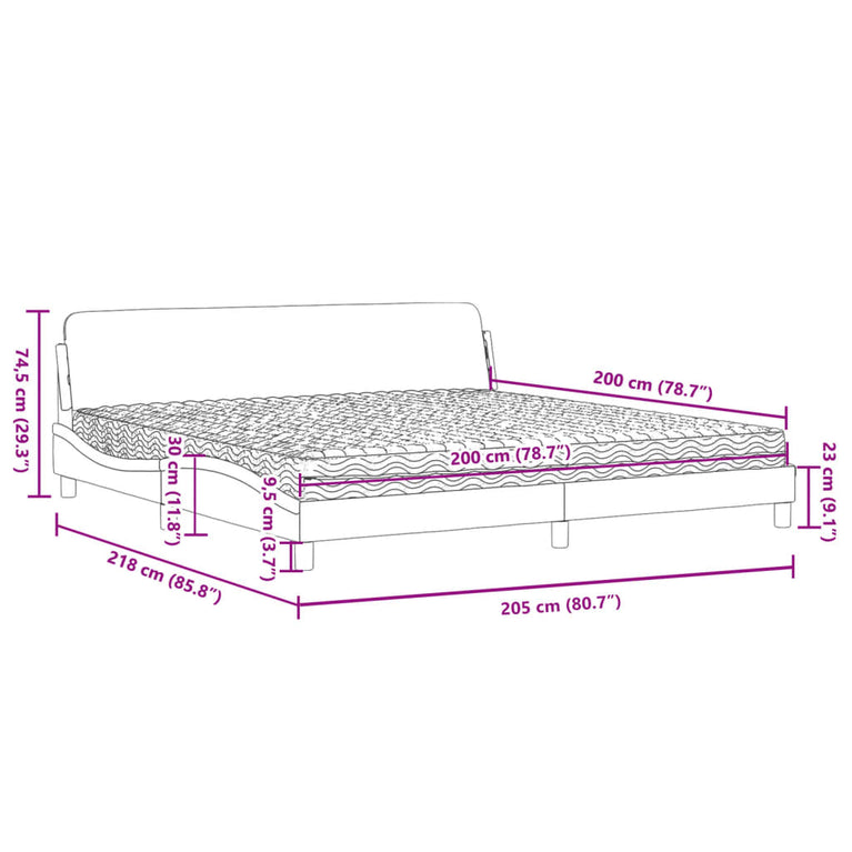 Bed met matras kunstleer grijs 200x200 cm