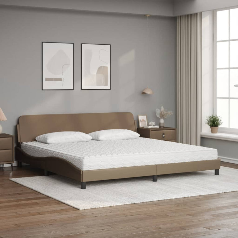 Bed met matras kunstleer cappuccinokleurig 200x200 cm