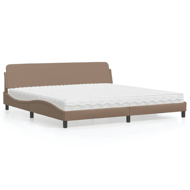Bed met matras kunstleer cappuccinokleurig 200x200 cm