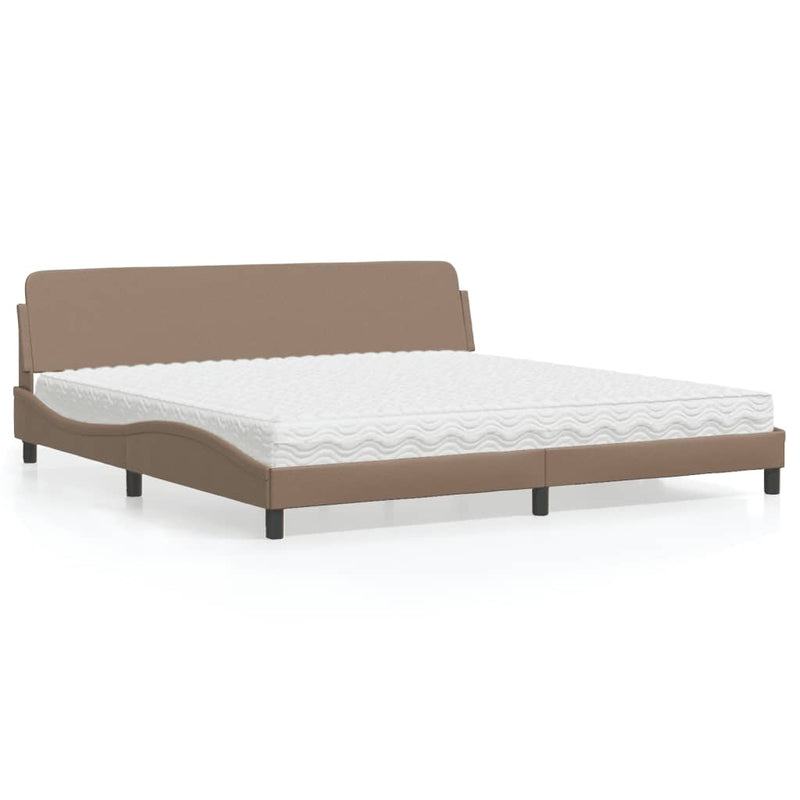Bed met matras kunstleer cappuccinokleurig 200x200 cm