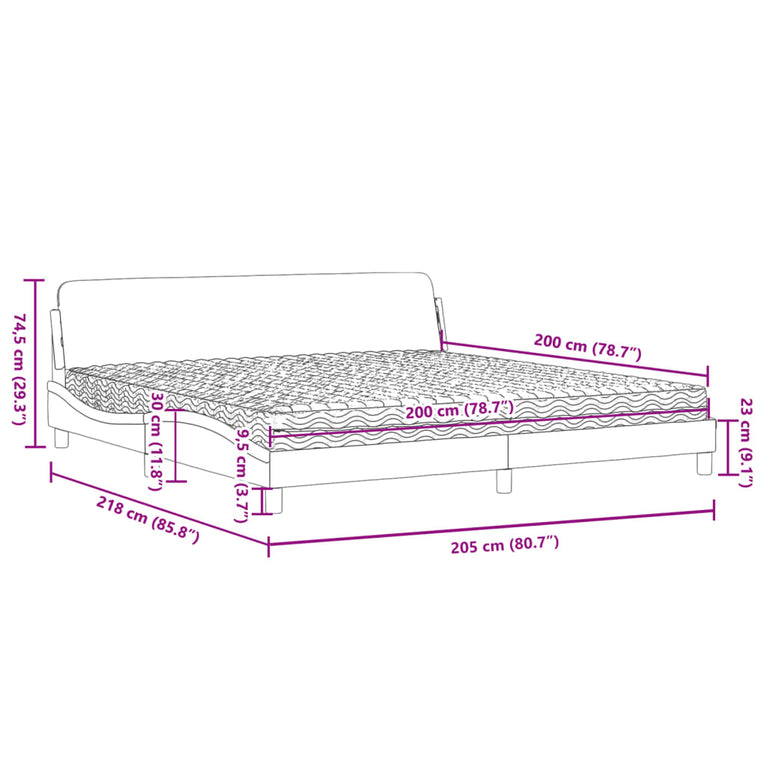 Bed met matras kunstleer zwart en wit 200x200 cm