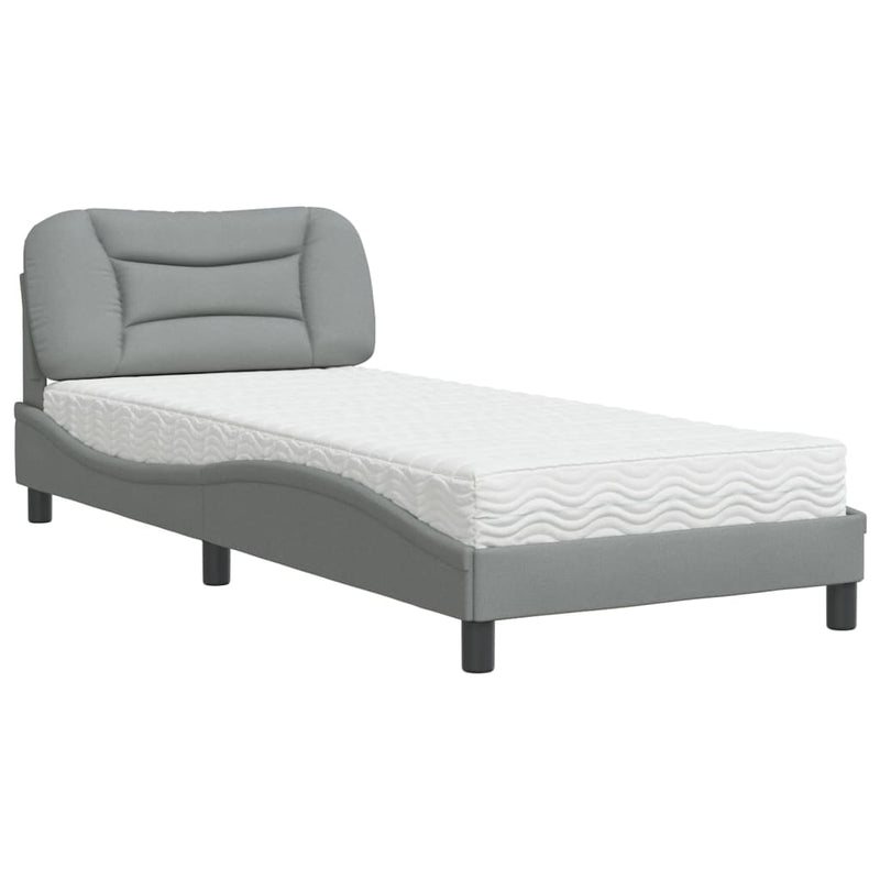 Bed met matras stof lichtgrijs 80x200 cm