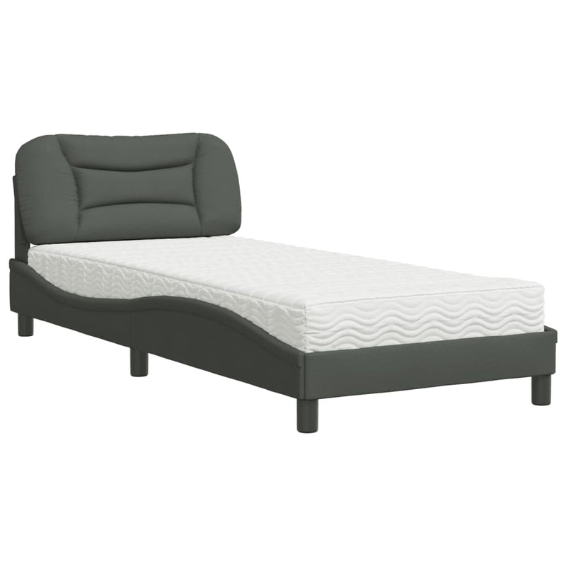Bed met matras stof donkergrijs 80x200 cm