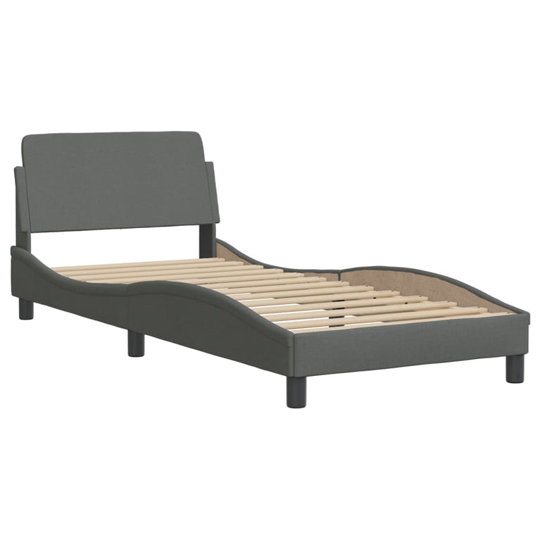 Bed met matras stof donkergrijs 80x200 cm