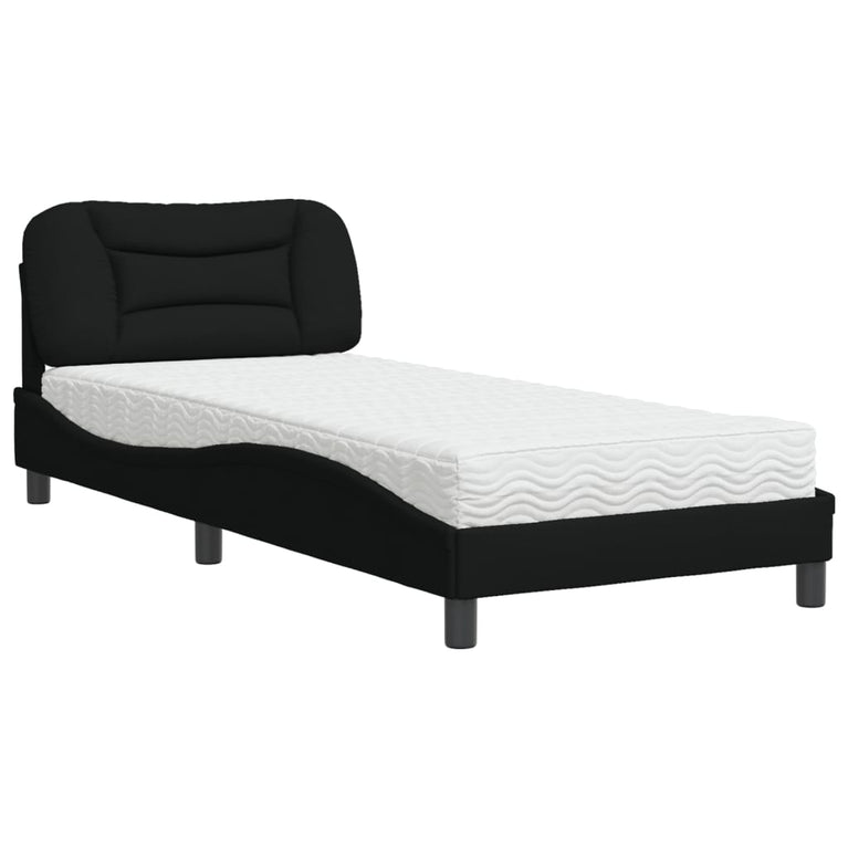 Bed met matras stof zwart 80x200 cm