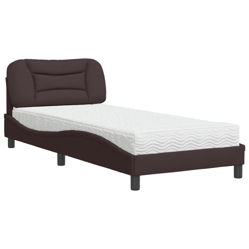 Bed met matras stof donkerbruin 80x200 cm