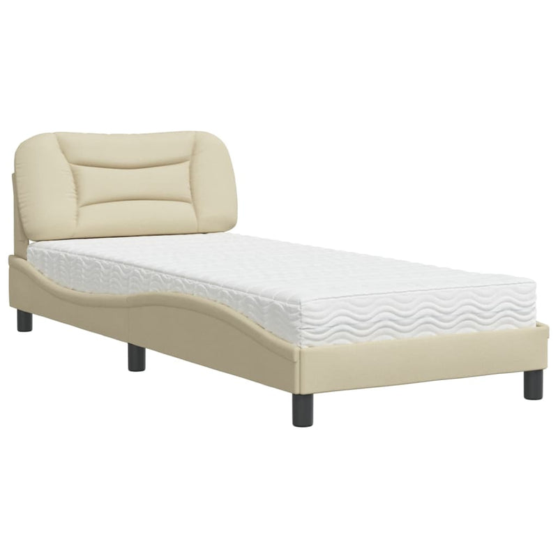 Bed met matras stof crèmekleurig 80x200 cm
