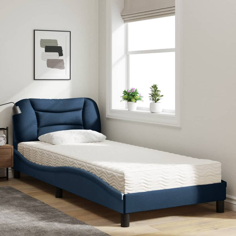 Bed met matras stof blauw 80x200 cm