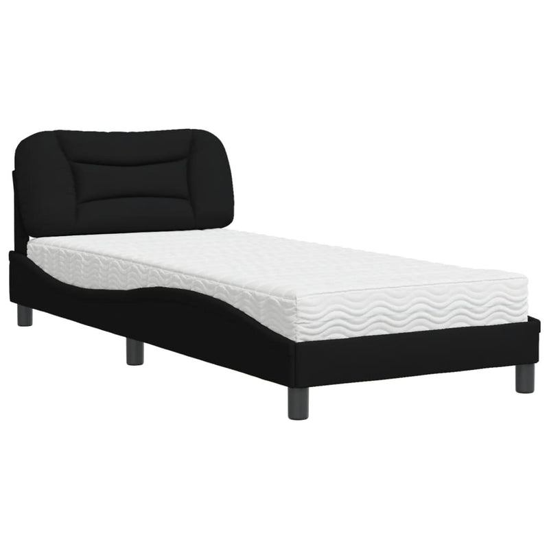 Bed met matras stof zwart 90x190 cm
