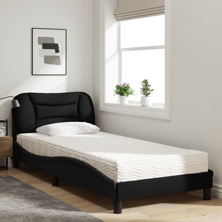 Bed met matras stof zwart 90x190 cm