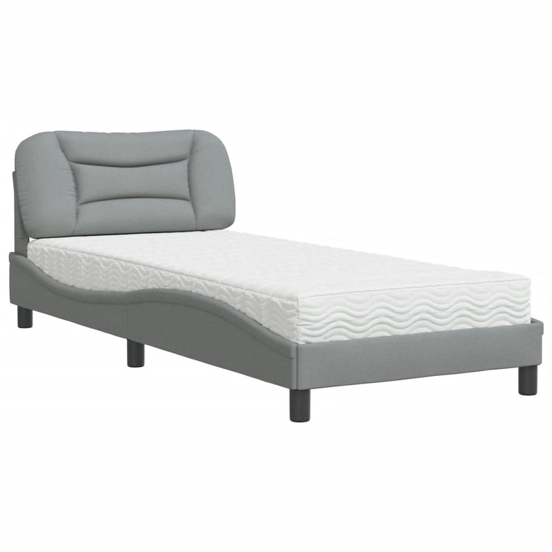 Bed met matras stof lichtgrijs 90x200 cm