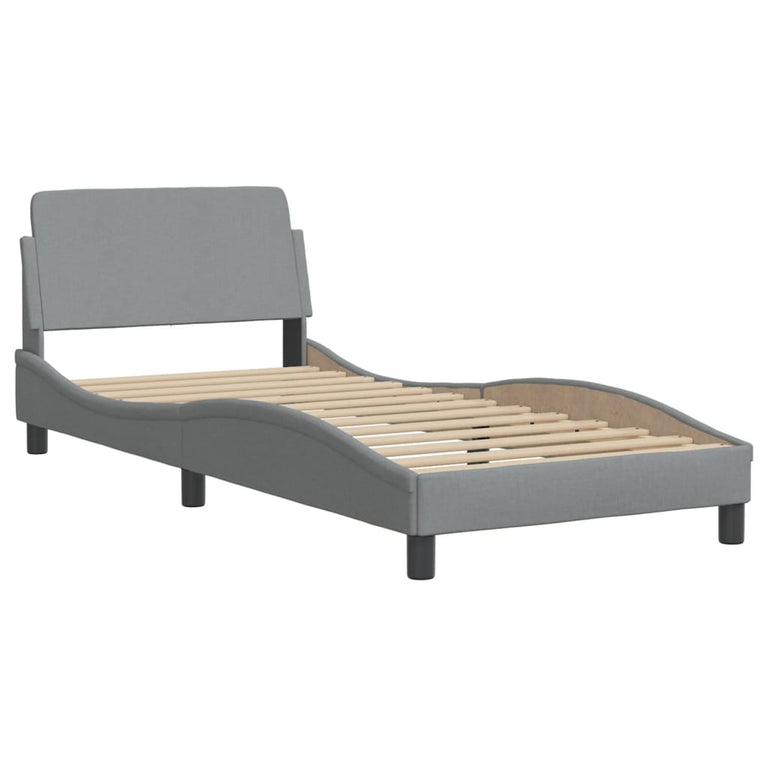 Bed met matras stof lichtgrijs 90x200 cm