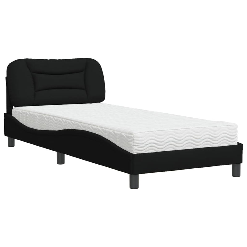 Bed met matras stof zwart 90x200 cm