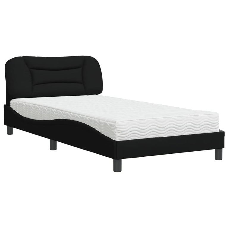 Bed met matras stof zwart 100x200 cm