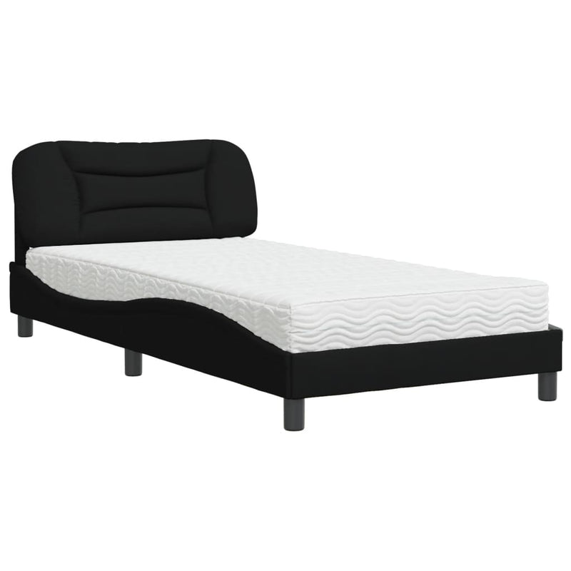 Bed met matras stof zwart 100x200 cm
