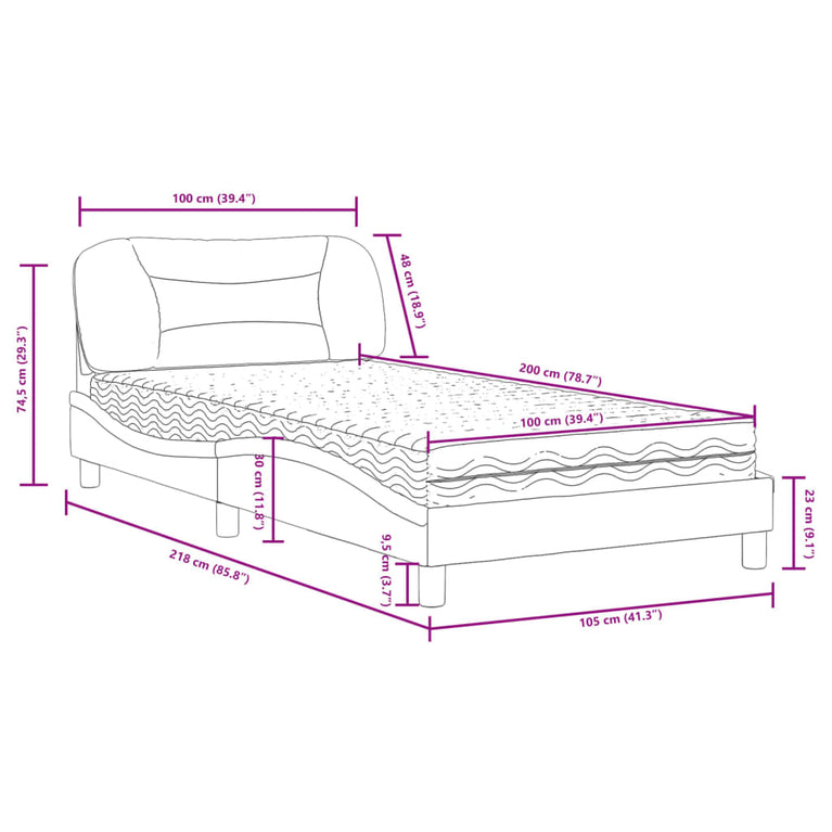 Bed met matras stof zwart 100x200 cm