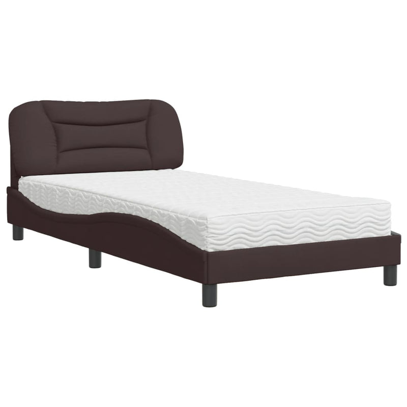 Bed met matras stof donkerbruin 100x200 cm