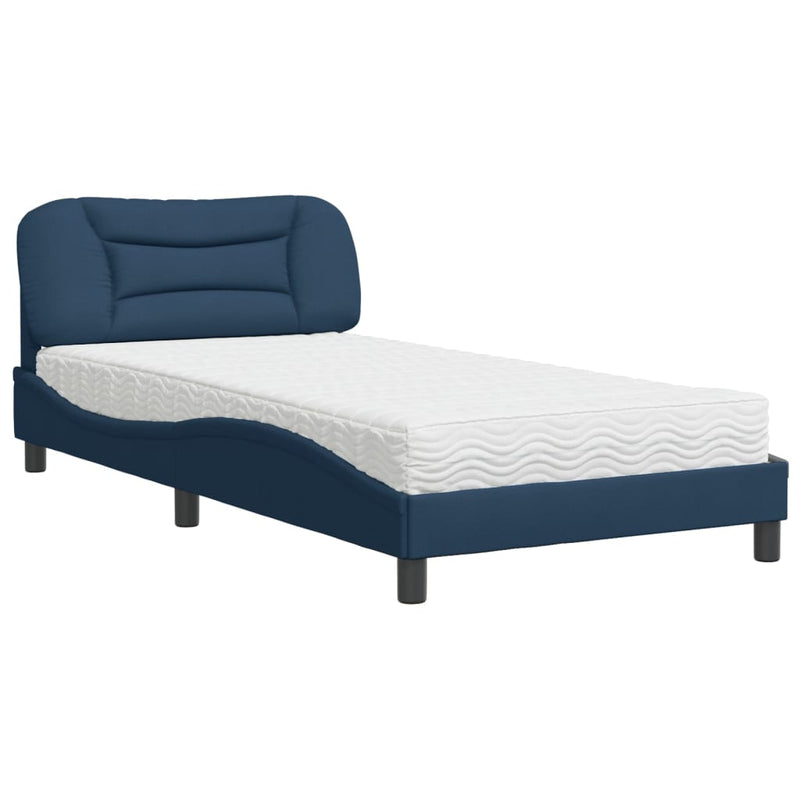 Bed met matras stof blauw 100x200 cm
