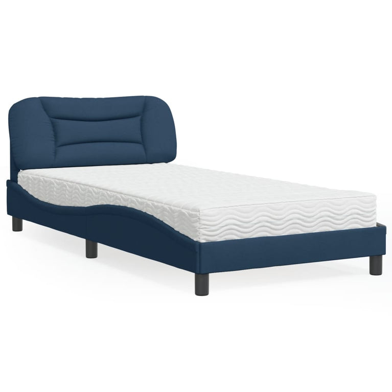Bed met matras stof blauw 100x200 cm