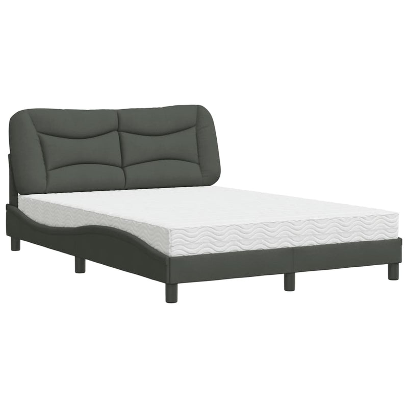 Bed met matras stof donkergrijs 120x200 cm