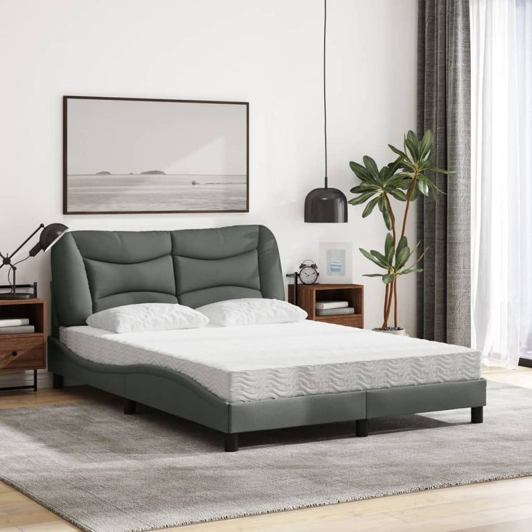 Bed met matras stof donkergrijs 120x200 cm