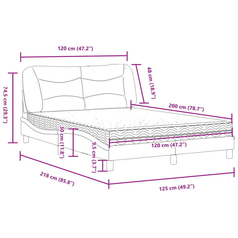 Bed met matras stof donkergrijs 120x200 cm