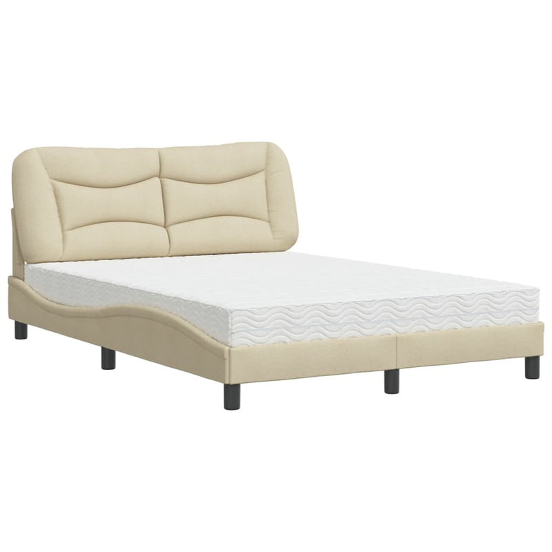 Bed met matras stof crèmekleurig 120x200 cm