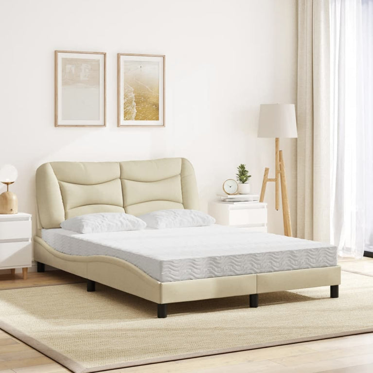 Bed met matras stof crèmekleurig 120x200 cm
