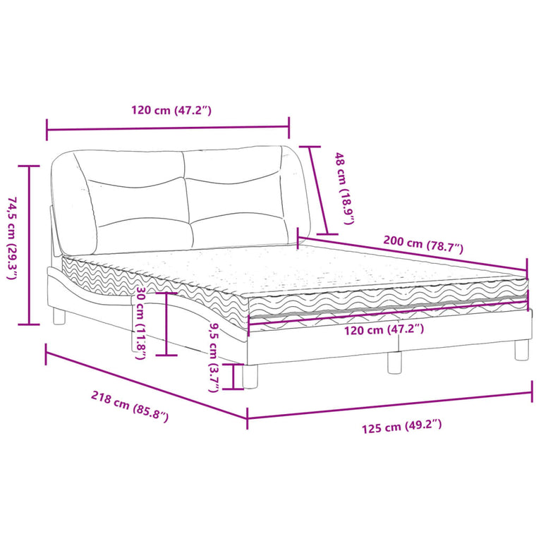 Bed met matras stof blauw 120x200 cm