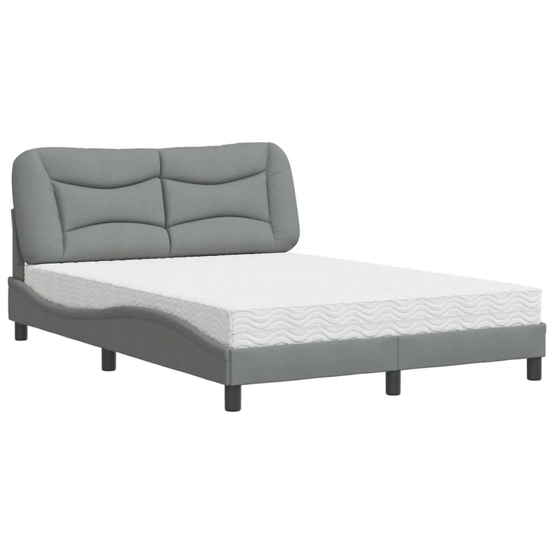 Bed met matras stof lichtgrijs 140x190 cm