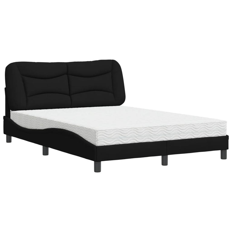 Bed met matras stof zwart 140x190 cm