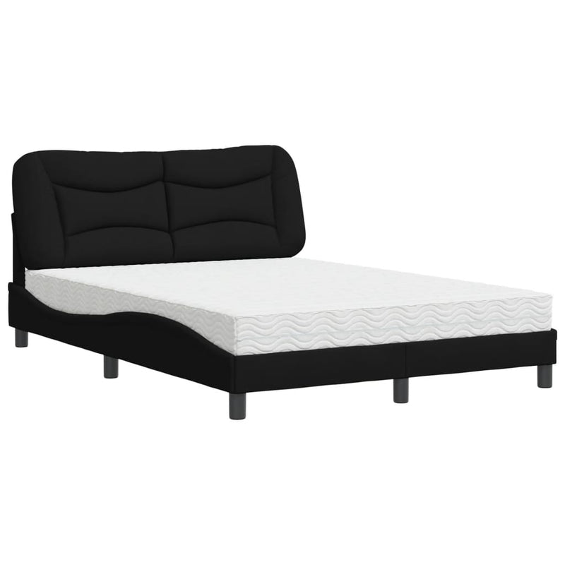 Bed met matras stof zwart 140x190 cm
