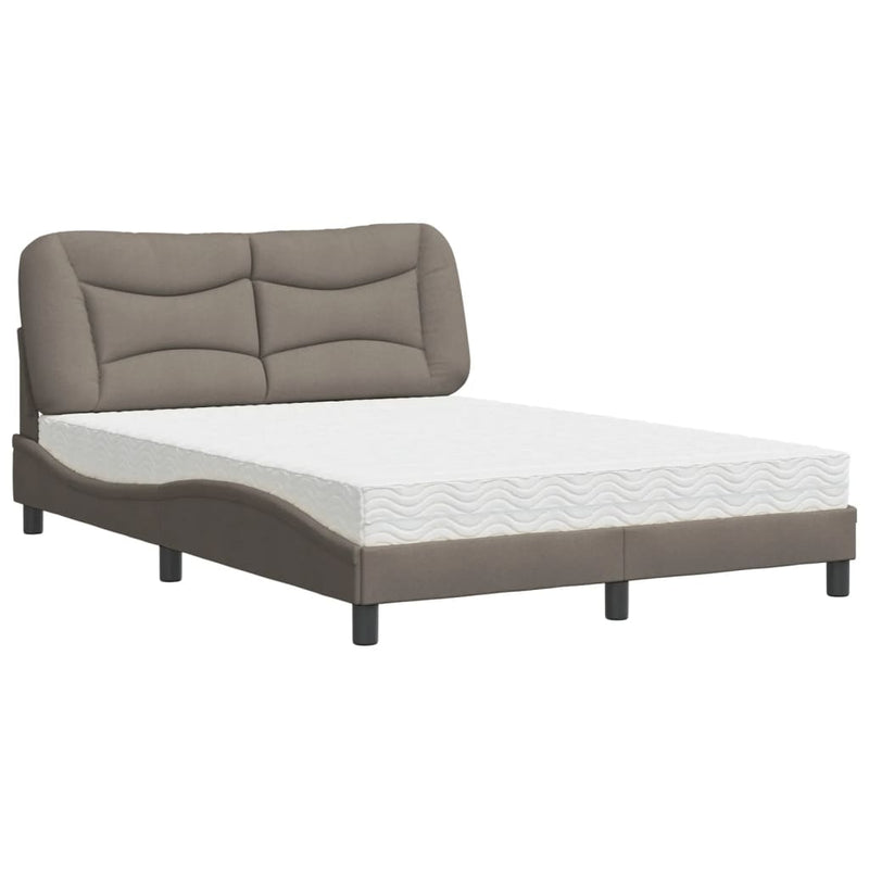 Bed met matras stof taupe 140x190 cm