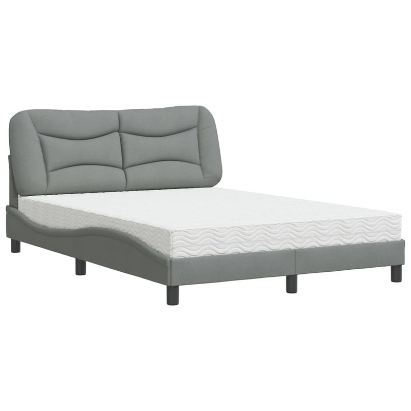 Bed met matras stof lichtgrijs 140x200 cm
