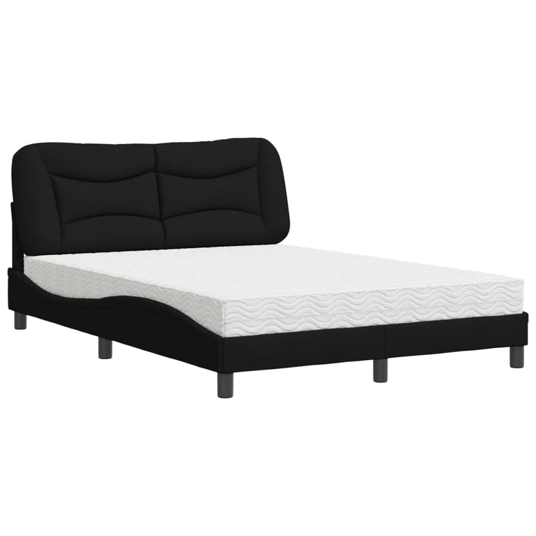 Bed met matras stof zwart 140x200 cm