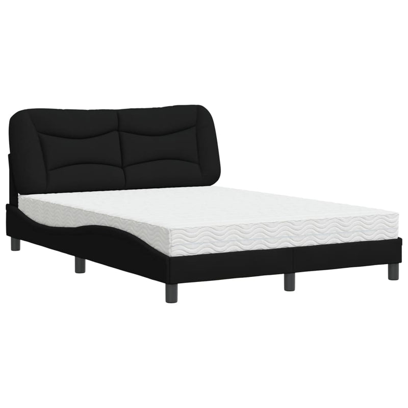 Bed met matras stof zwart 140x200 cm