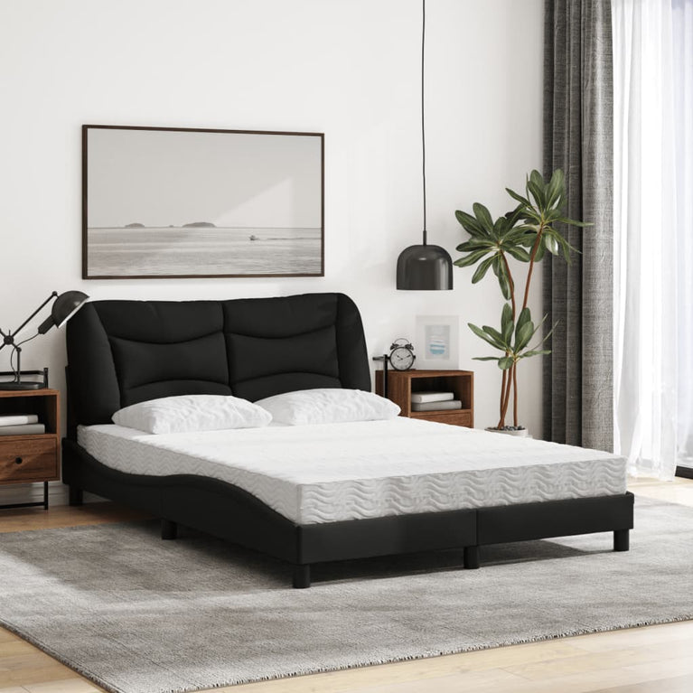 Bed met matras stof zwart 140x200 cm