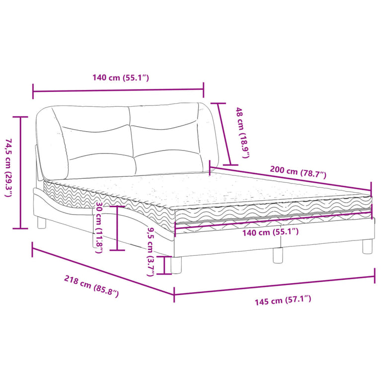 Bed met matras stof zwart 140x200 cm