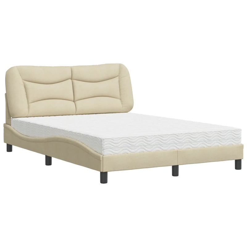 Bed met matras stof crèmekleurig 140x200 cm