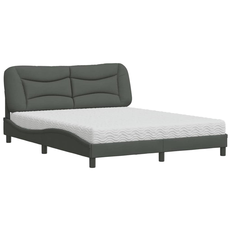 Bed met matras stof donkergrijs 160x200 cm
