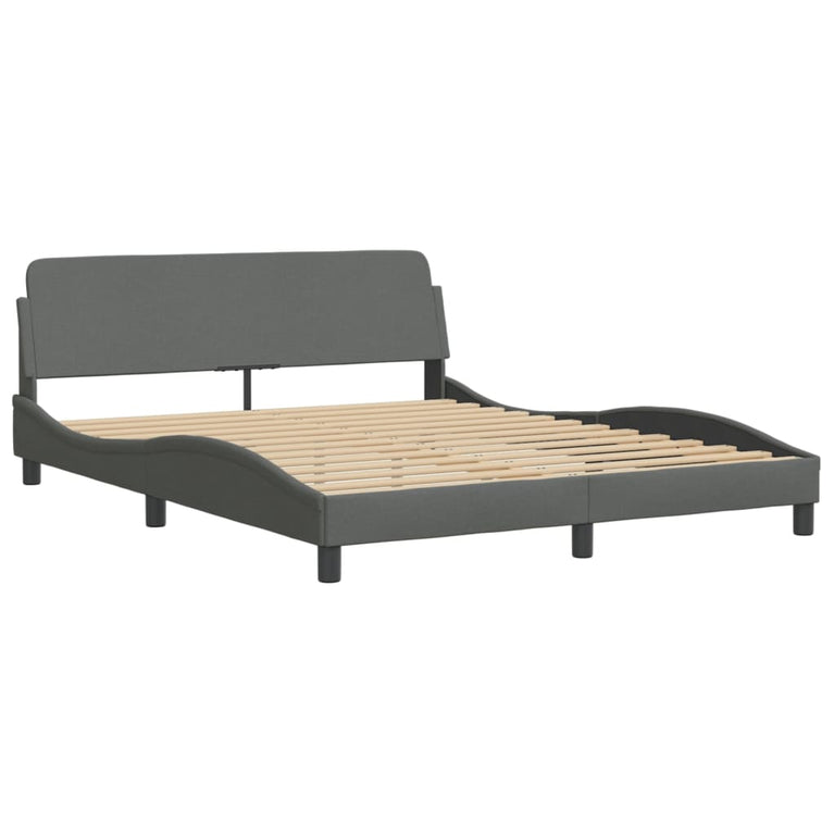 Bed met matras stof donkergrijs 160x200 cm