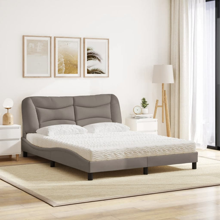 Bed met matras stof taupe 160x200 cm