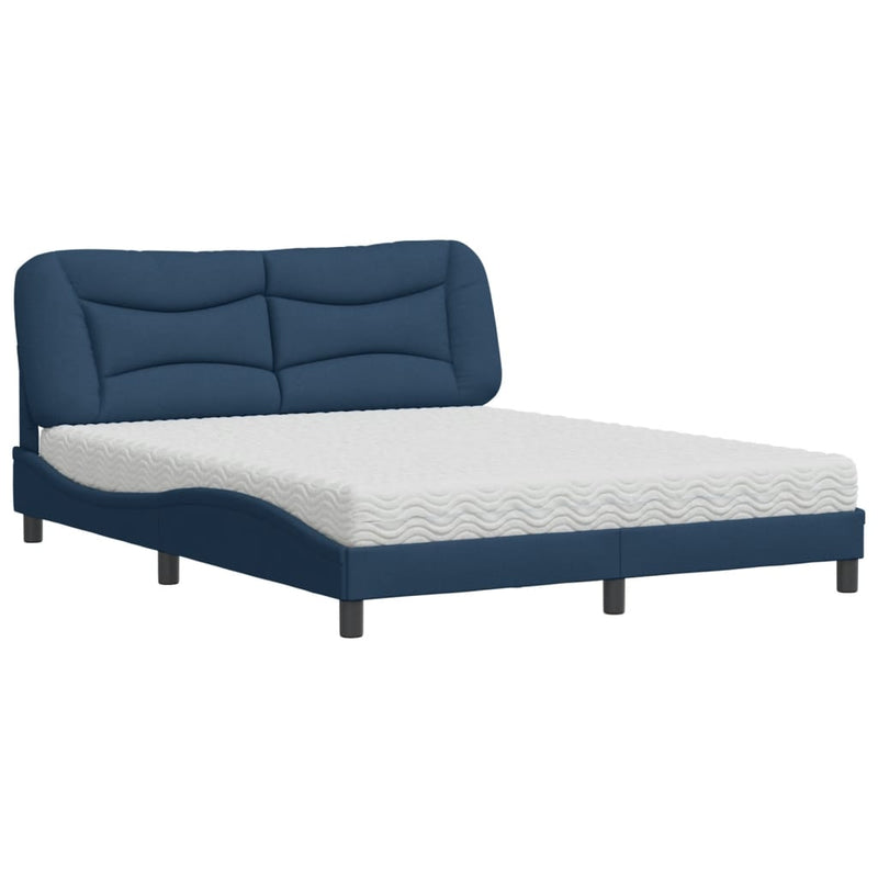 Bed met matras stof blauw 160x200 cm