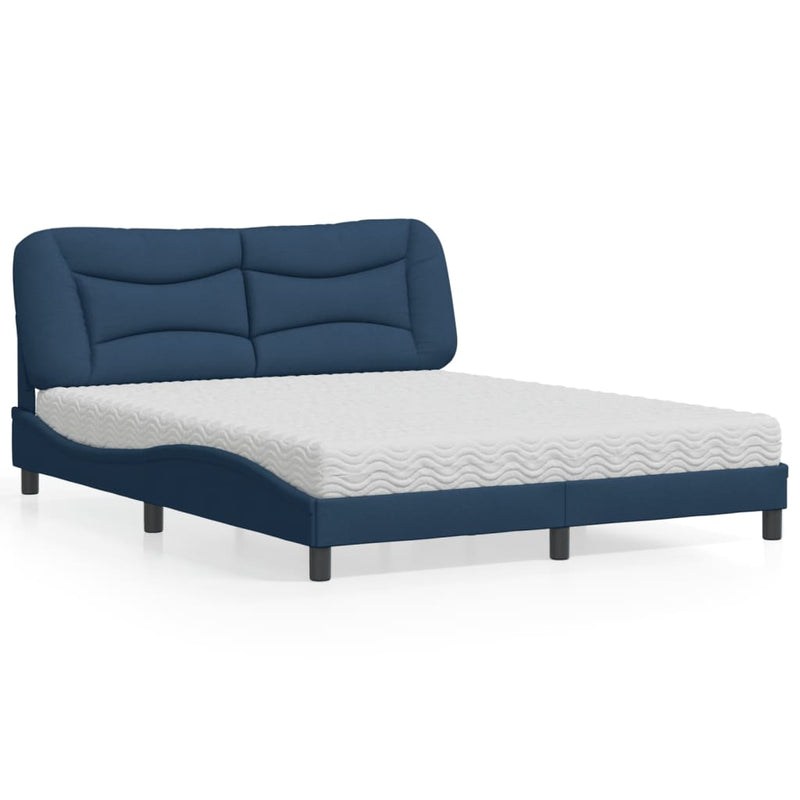 Bed met matras stof blauw 160x200 cm