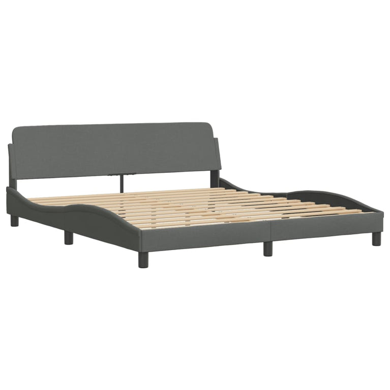 Bed met matras stof donkergrijs 180x200 cm