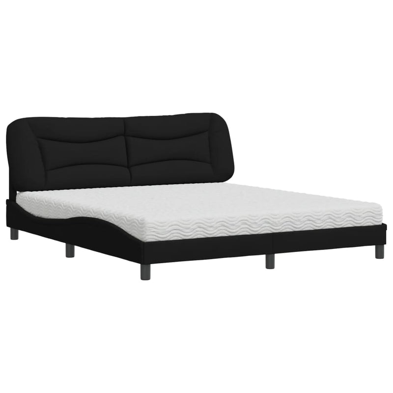 Bed met matras stof zwart 180x200 cm